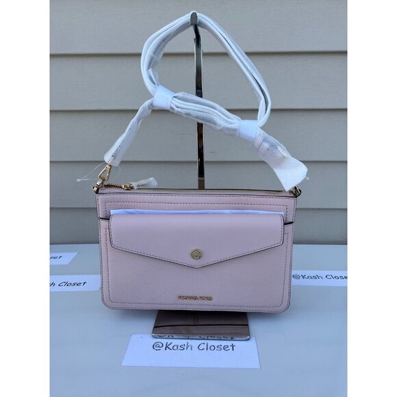 Michael Kors crossbody maisie 3 in 1 medium clutch bag leather powder blush - Picture 2 of 12